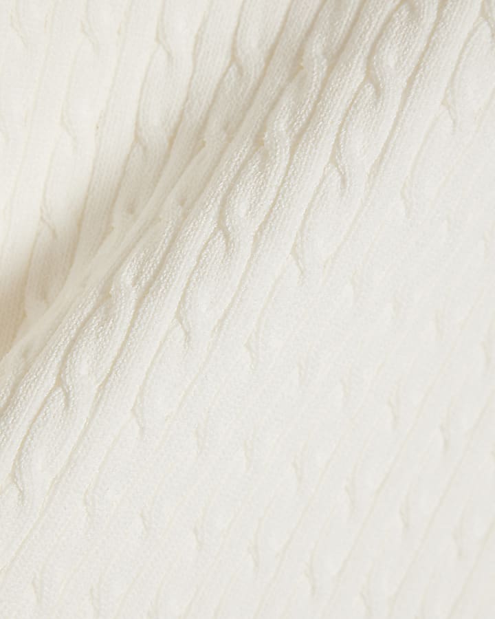 Girls White Stripe Cherry Bow Polo Shirt