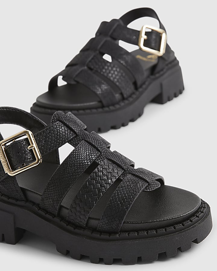 Girls Black Heeled Sandals