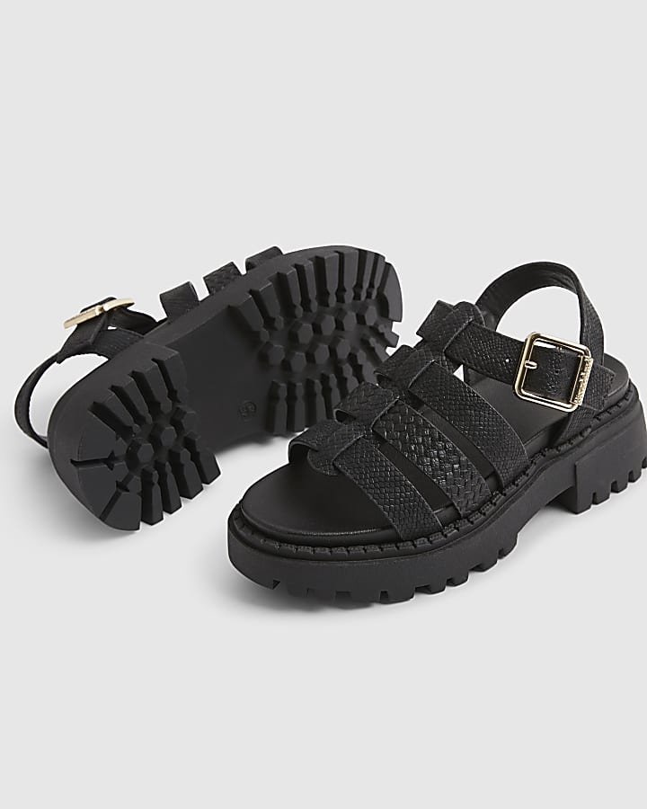 Girls Black Heeled Sandals