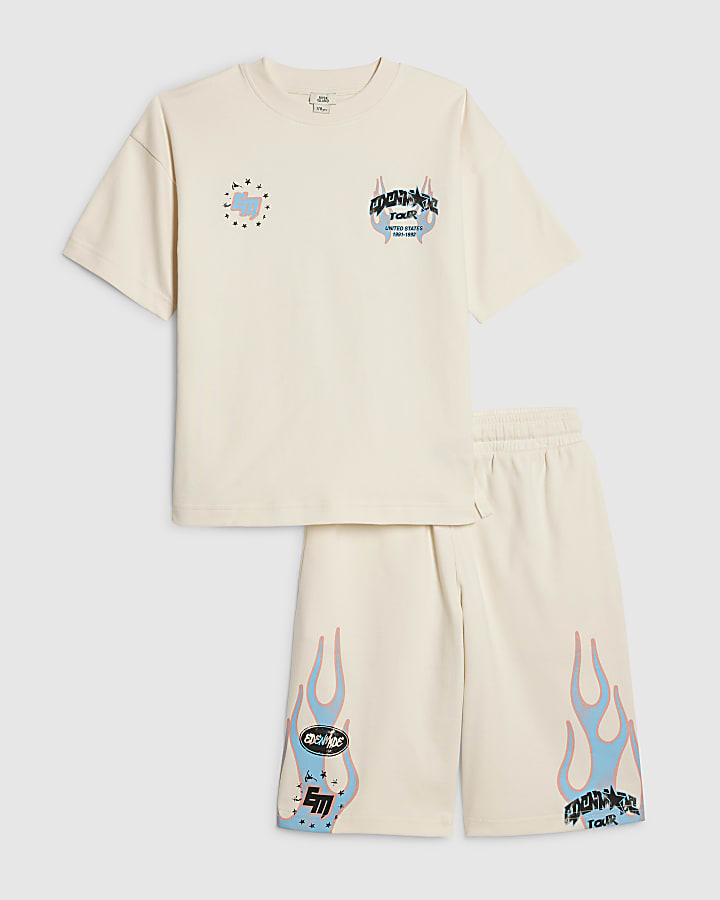 Boys White Oversized Anti Hero T-Shirt Set