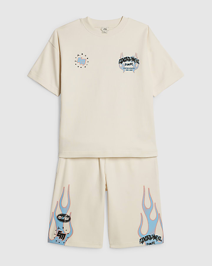 Boys White Oversized Anti Hero T-Shirt Set