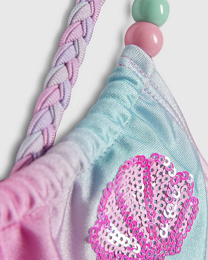 Girls Blue Ombre Sequin Shell Bikini Set