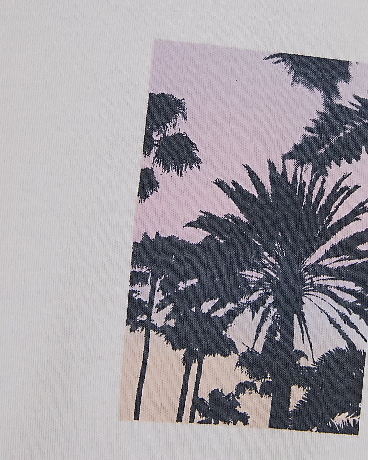 Boys White Palm Tree Mesh Shorts Set