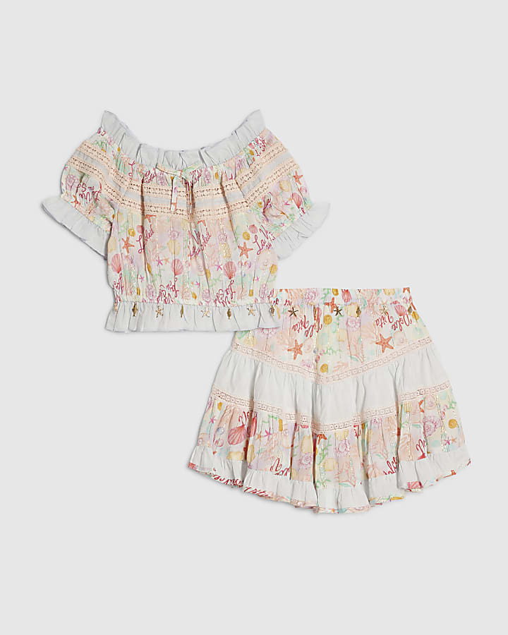 Girls Blue Under The Sea Skirt Set