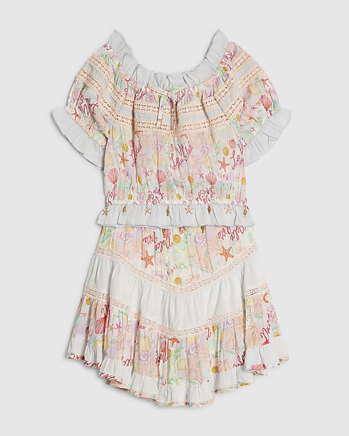 Girls Blue Under The Sea Skirt Set