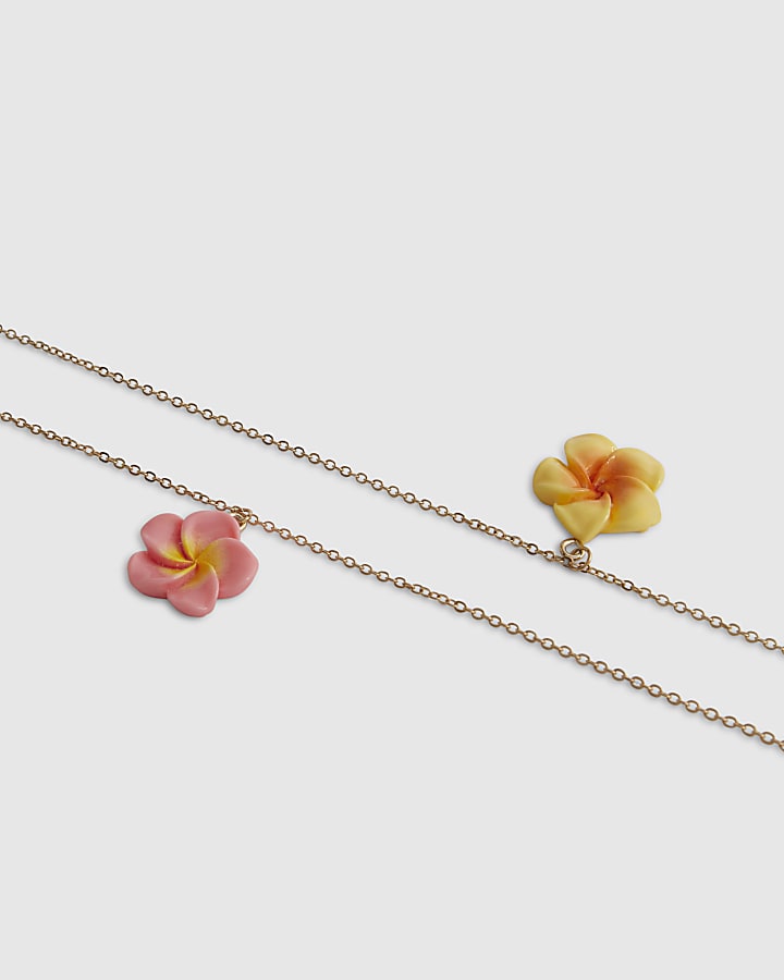 Girls Pink Hibiscus Necklace