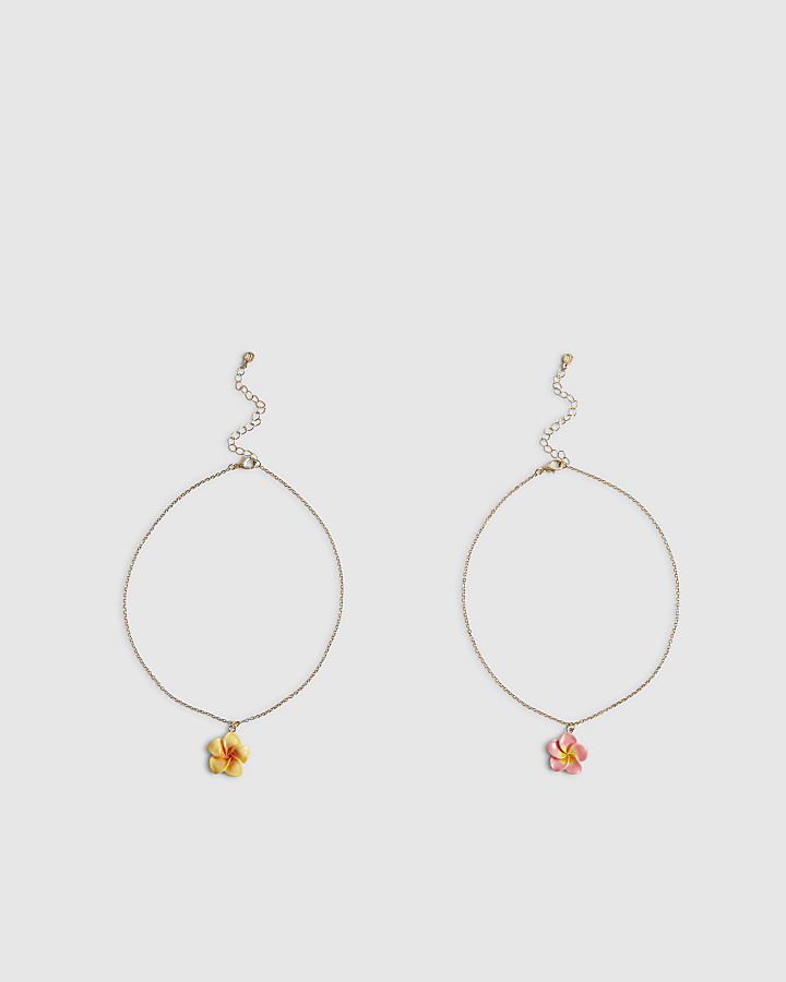 Girls Pink Hibiscus Necklace