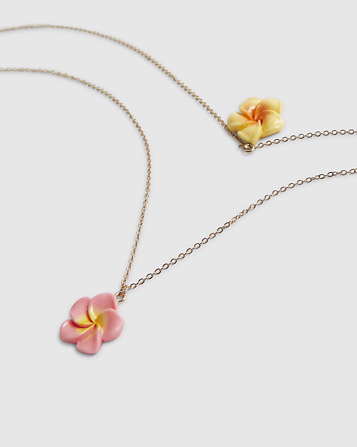 Girls Pink Hibiscus Necklace