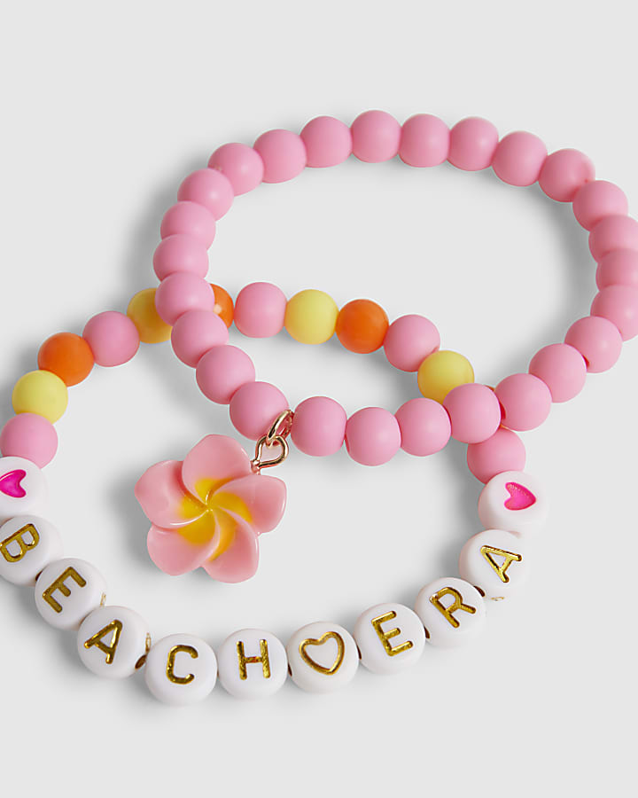 Girls White Hibiscus Bracelet Set