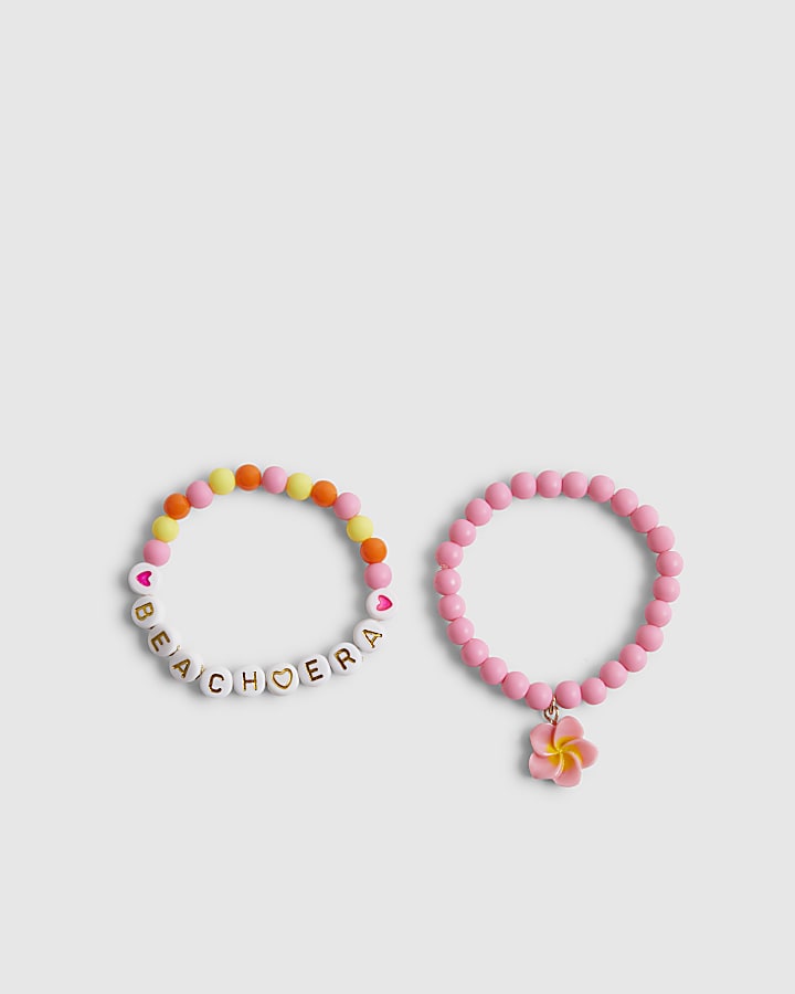 Girls White Hibiscus Bracelet Set