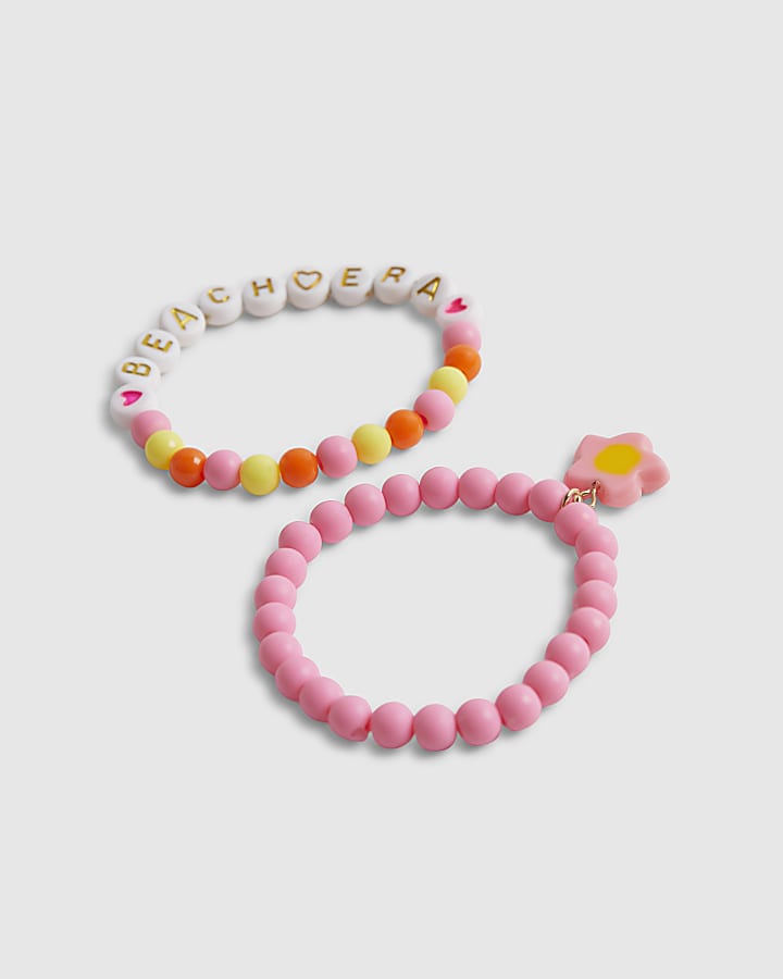 Girls White Hibiscus Bracelet Set