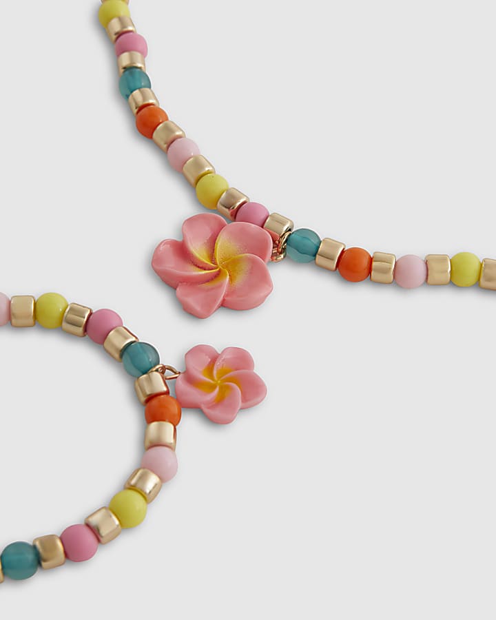 Girls Multi Colour Hibiscus Necklace Set