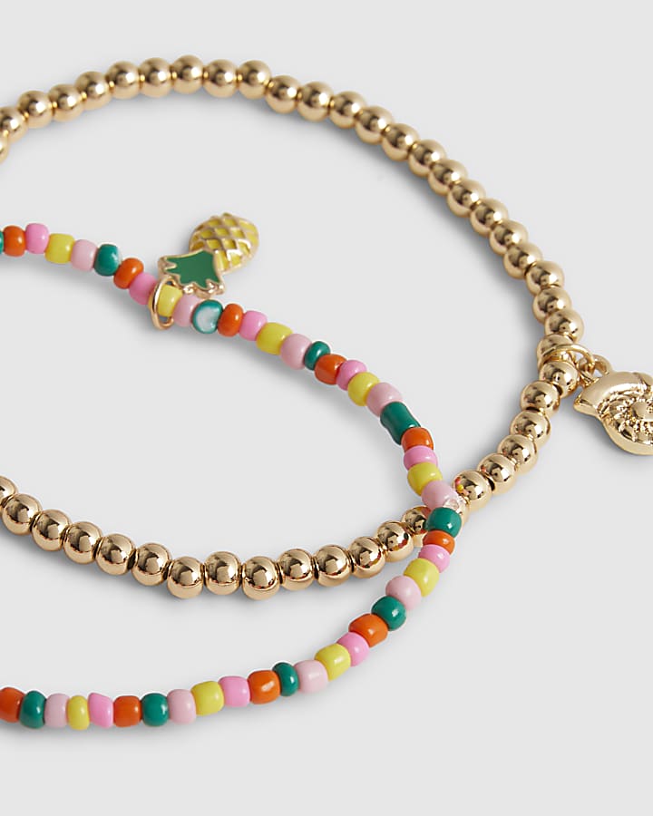 Girls Multi Colour Pineapple Anklet Set