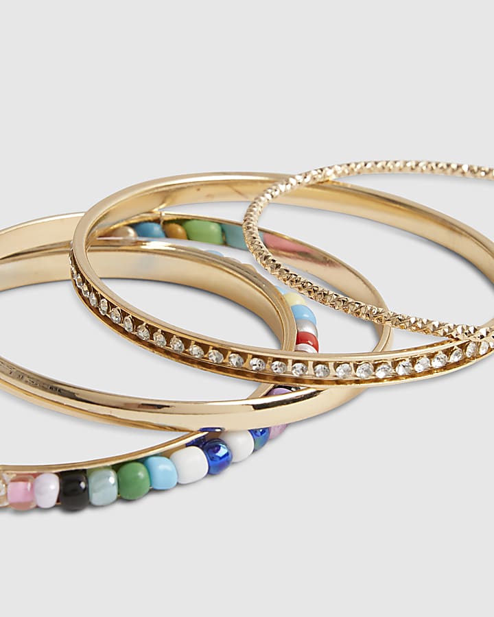 Girls Multi Colour Beaded Bangle Pack Of 4