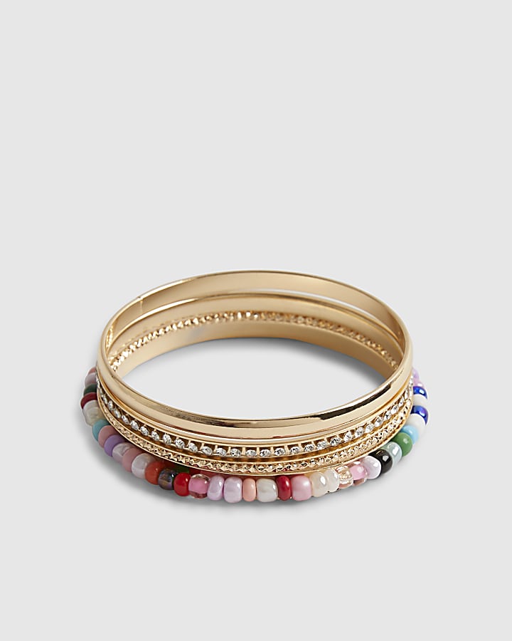 Girls Multi Colour Beaded Bangle Pack Of 4