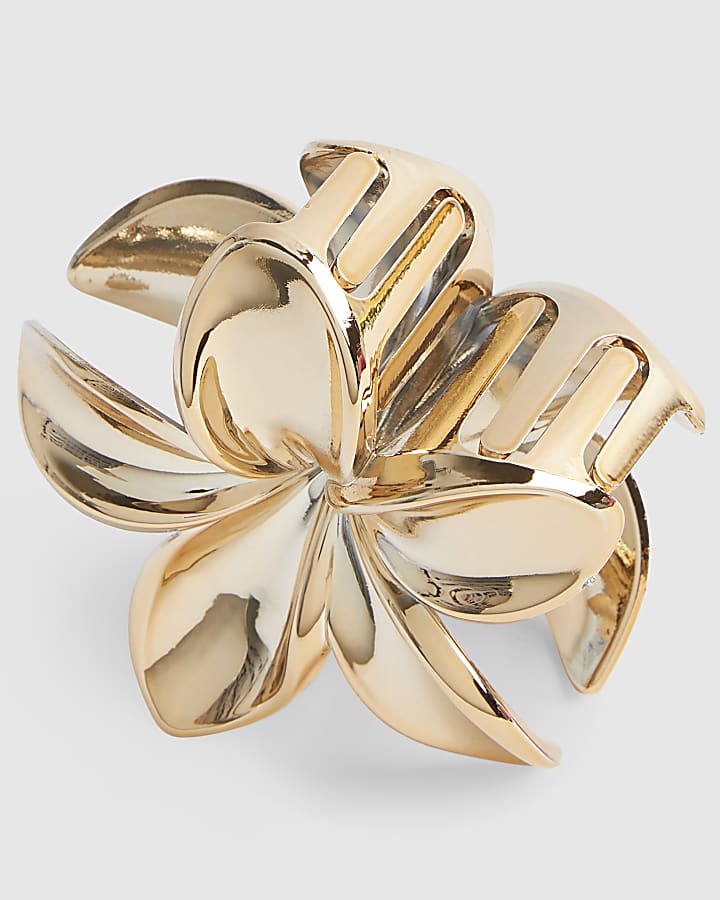 Girls Gold Flower Hair Claw Clip