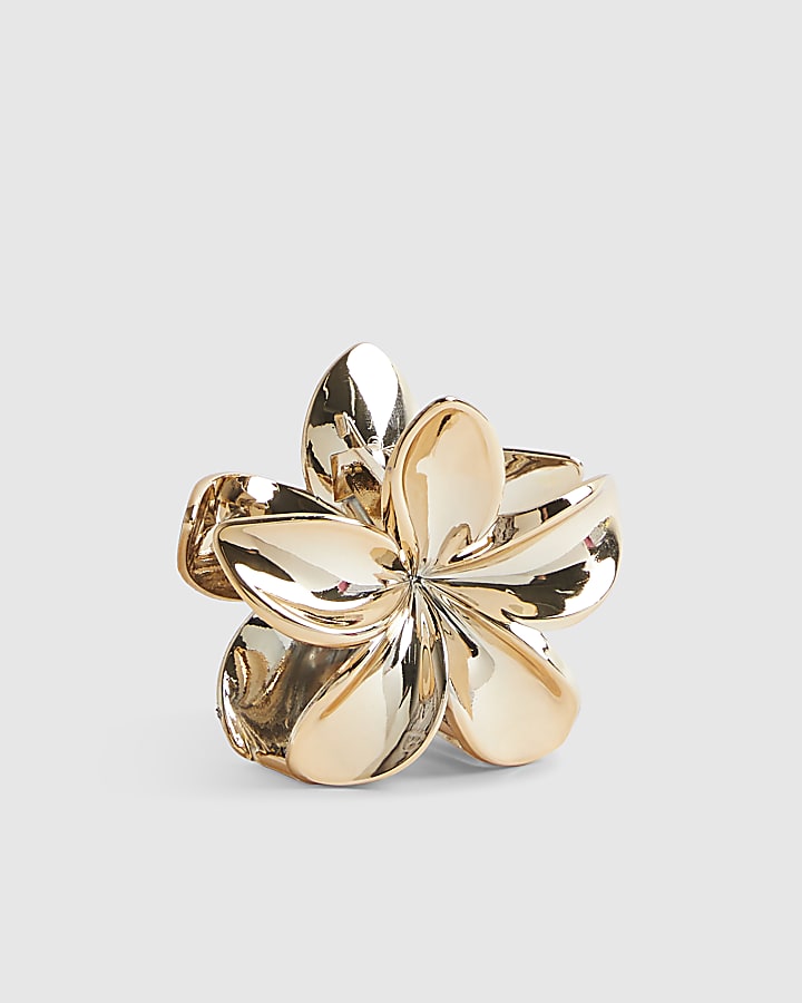 Girls Gold Flower Hair Claw Clip