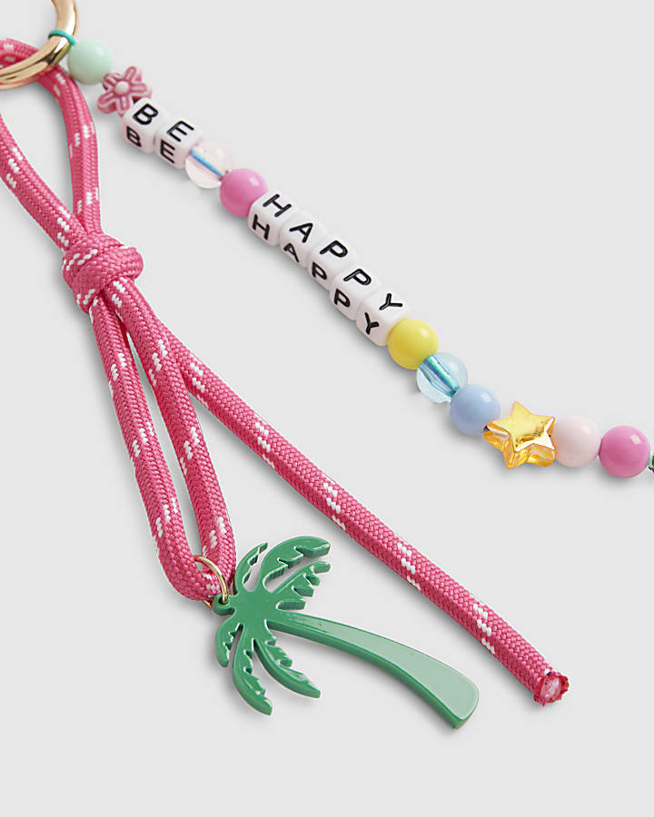 Girls Pink Palm Tree Cluster Bag Charms