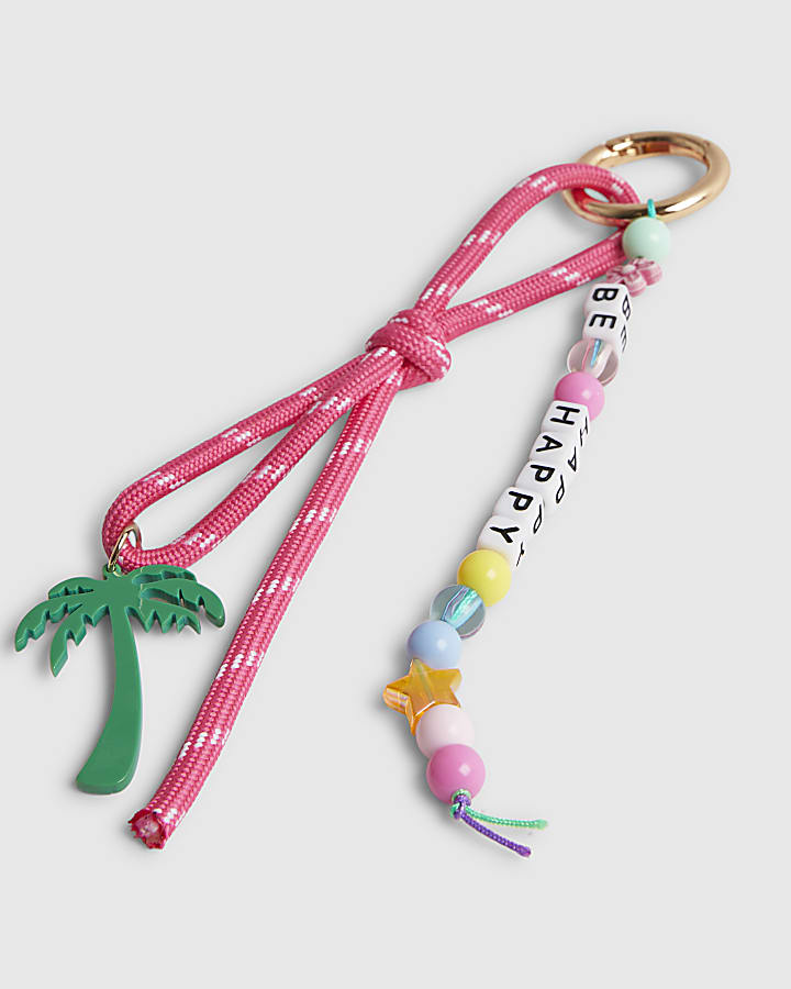 Girls Pink Palm Tree Cluster Bag Charms