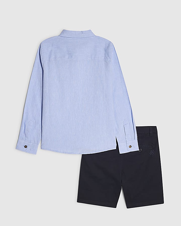 Boys Blue Shirt And Chino Trousers Set