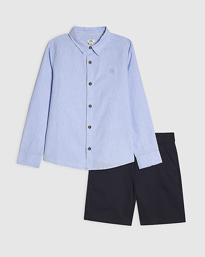 Boys Blue Shirt And Chino Trousers Set