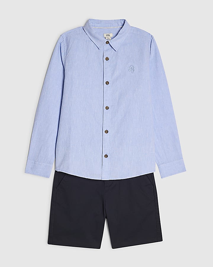 Boys Blue Shirt And Chino Trousers Set