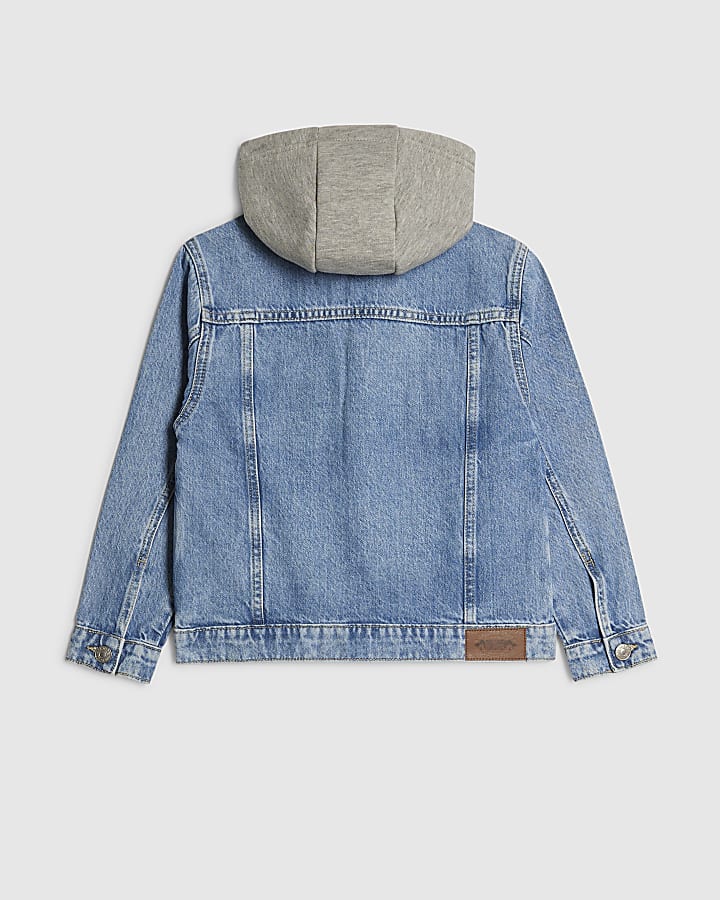 Boys Blue Hooded Denim Jacket