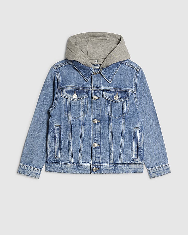 Boys Blue Hooded Denim Jacket