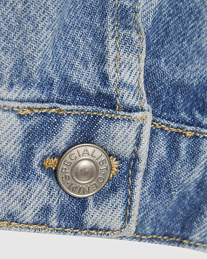 Mini Boys Blue Hooded Denim Jacket