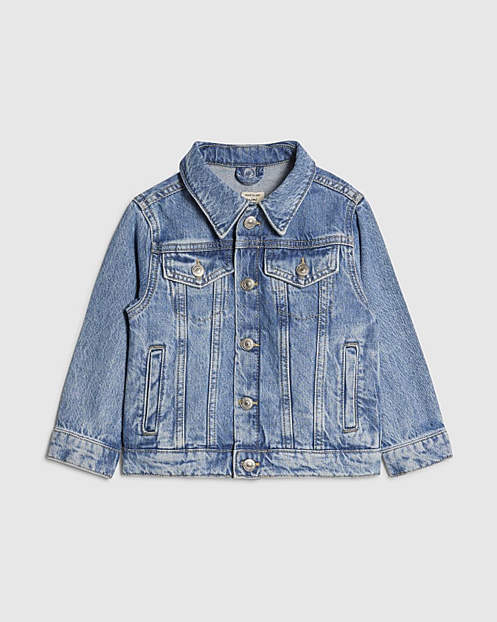 Mini Boys Blue Hooded Denim Jacket