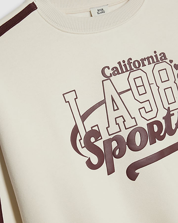 Girls Cream Graphic Side Stripe Sweatshirt