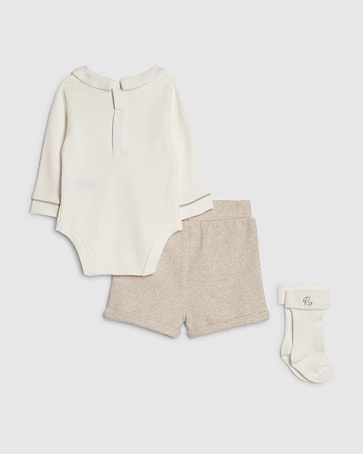 Baby Boys Beige Bodysuit Set