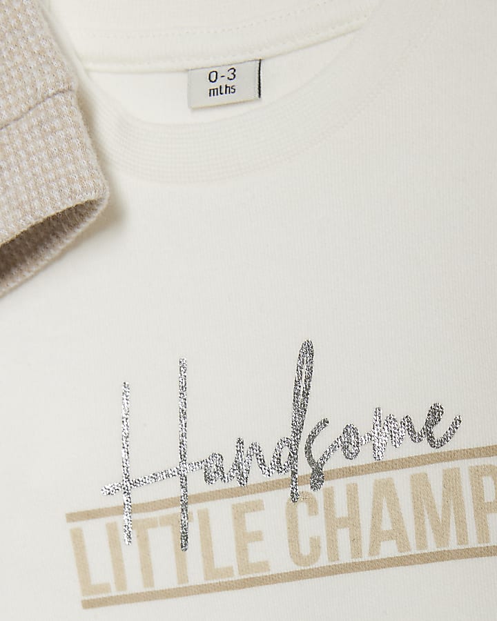 Baby Boys Beige Jacquard Jersey Shacket Set