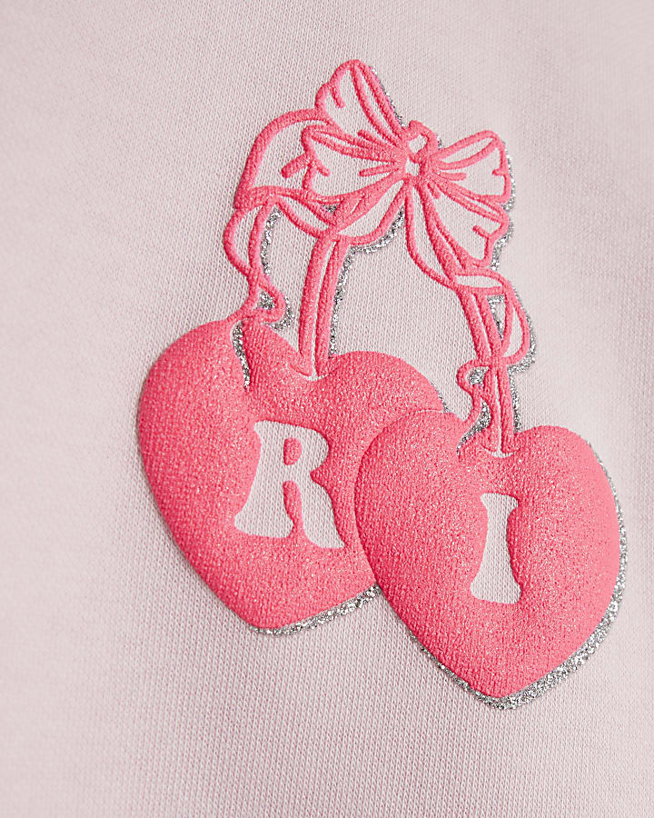 Girls Pink Iconic Vibes Bow Cherry Sweatshirt