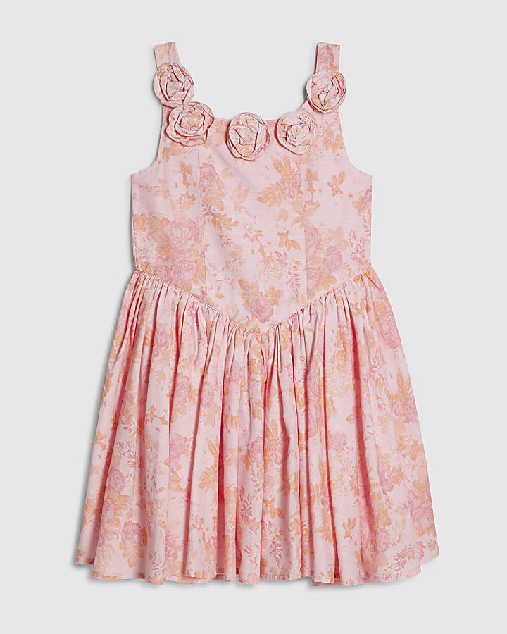 Girls Pink Corsage Dress
