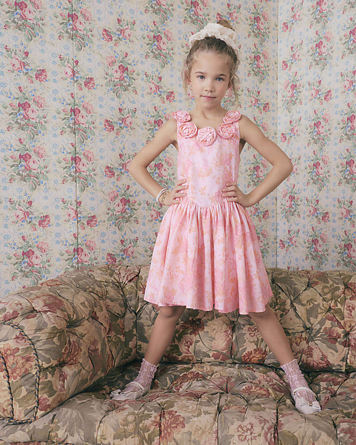 Girls Pink Corsage Dress