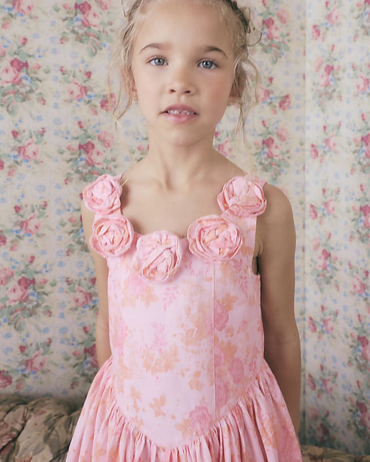 Girls Pink Corsage Dress