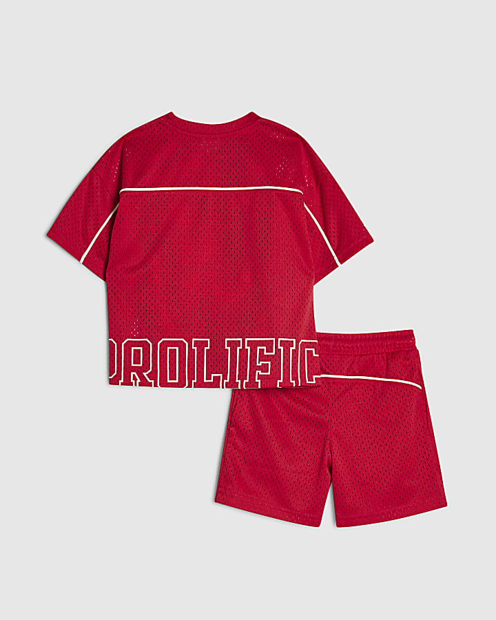 Mini Boys Red Oversized T-Shirt & Shorts Set