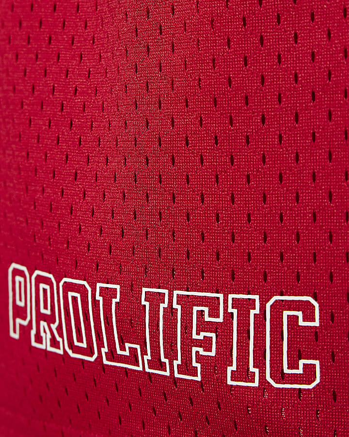 Boys Red Oversized Mesh T-Shirt & Shorts Set