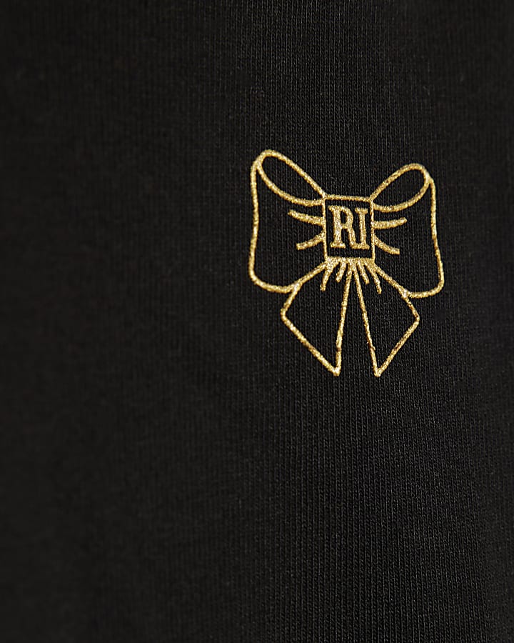 Girls Black RI Bow Leggings