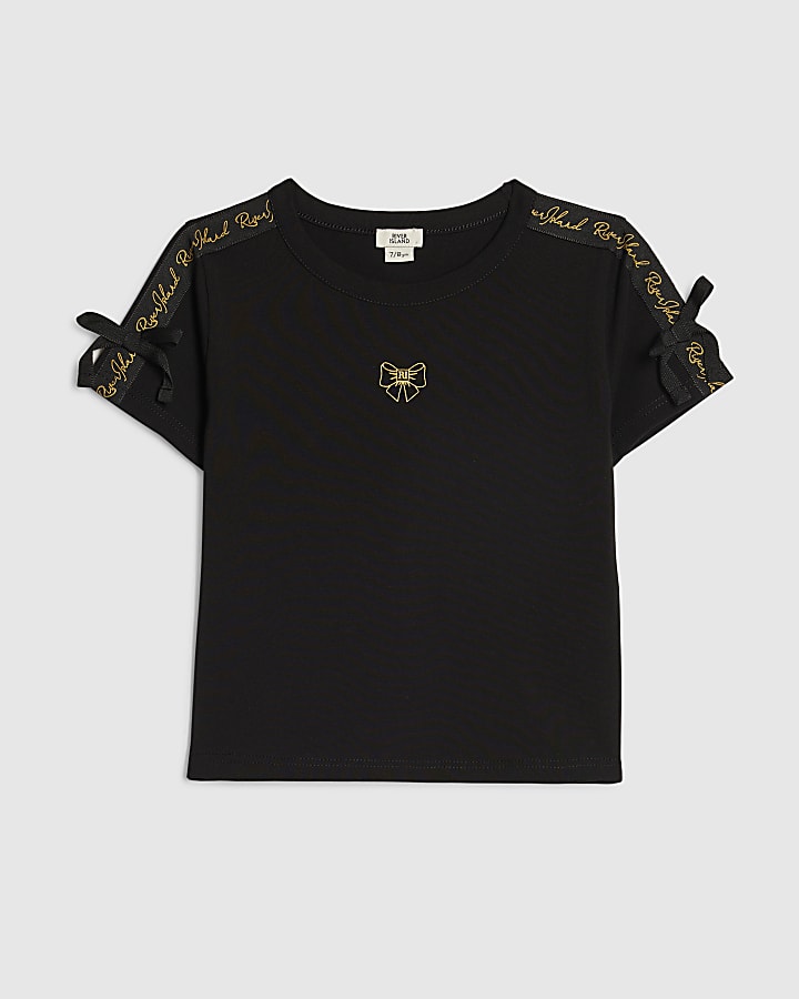 Girls Black RI Bow Top