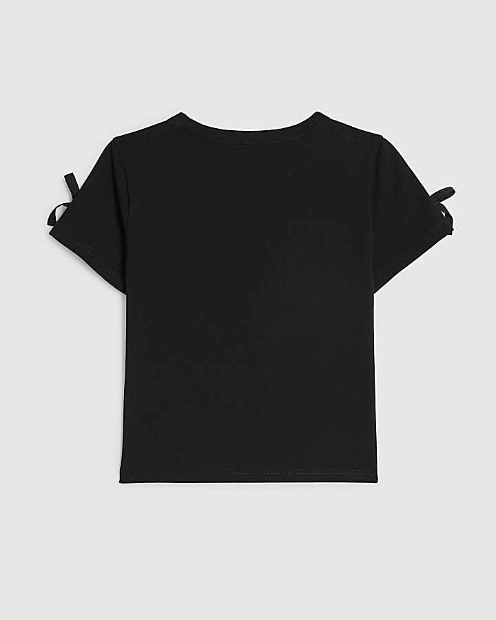 Girls Black RI Bow Top