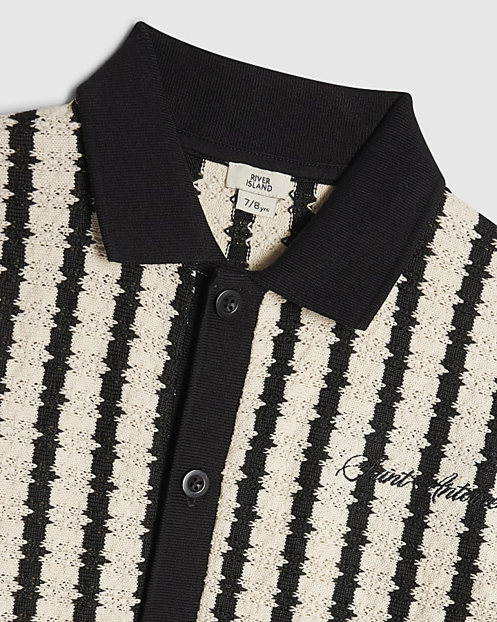 Boys Navy Stripe Crochet Shirt Set