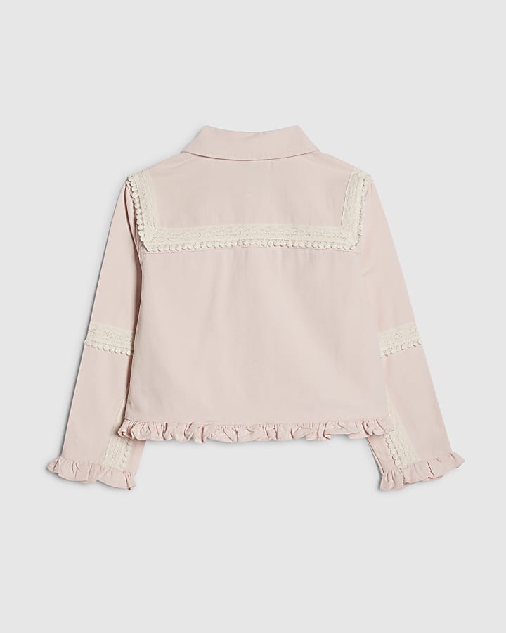 Girls Pink Lace Shacket