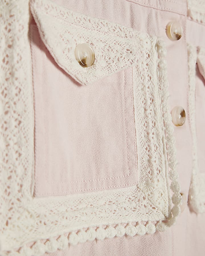 Girls Pink Lace Shacket
