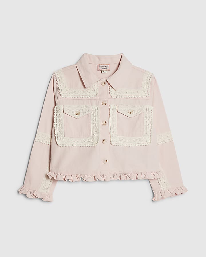 Girls Pink Lace Shacket