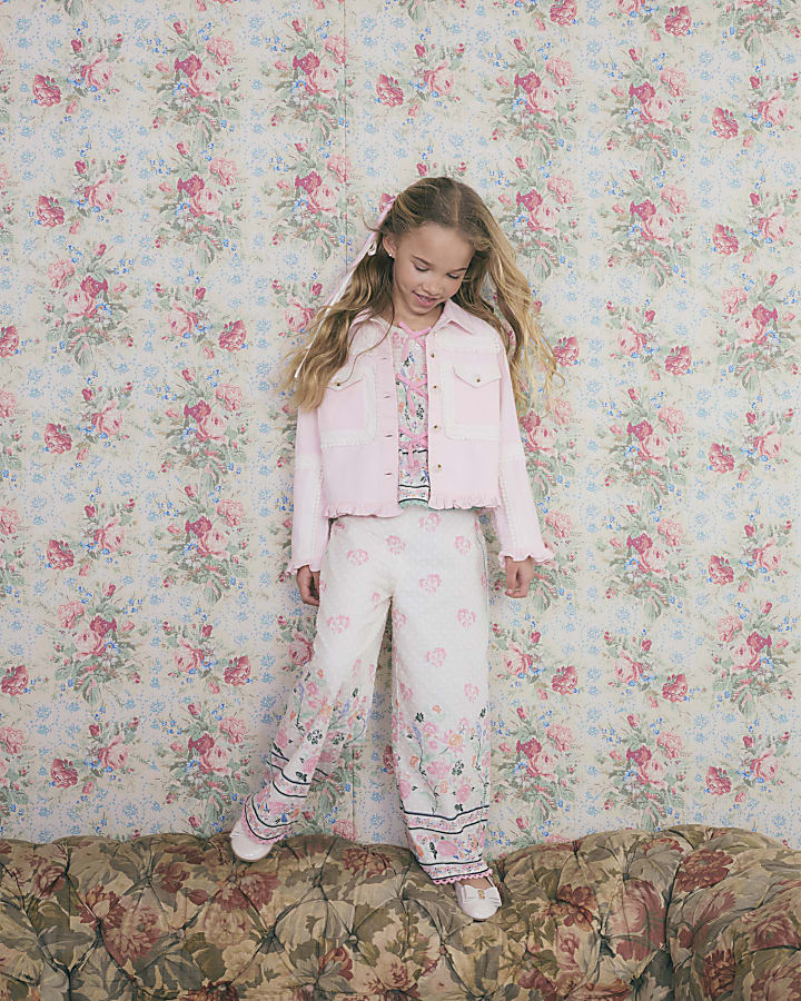 Girls Pink Lace Shacket