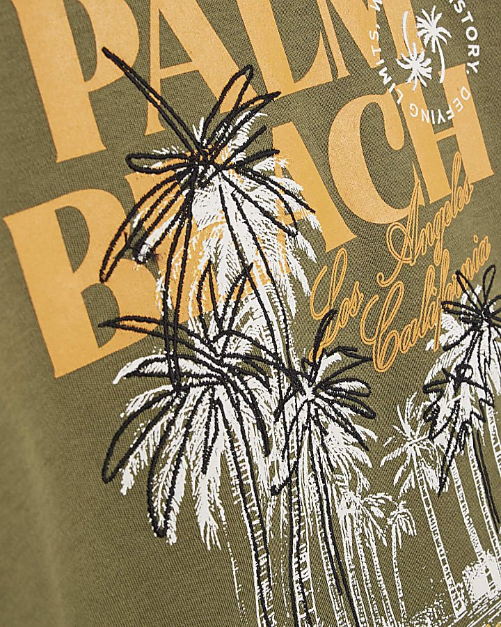 Mini Boys Khaki Palm Beach T-Shirt Set