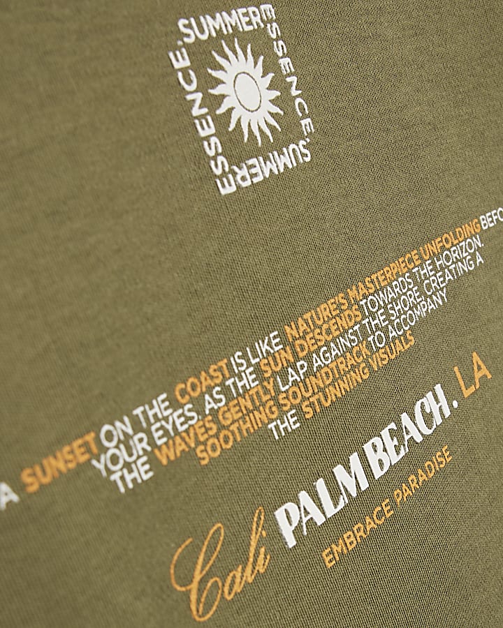 Mini Boys Khaki Palm Beach T-Shirt Set