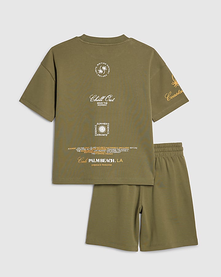 Boys Khaki Palm Beach T-Shirt Set